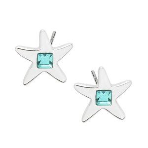 Starfish Earrings/Silver/Aqua/Turquoise/Cute Starfish Earrings/Studs/Gift